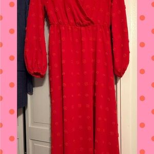 SHEIN Red Long Sleeve Dress